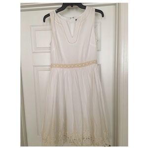 Ann Taylor White fit and flare embroidered dress